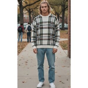 Vintage 90s Ralph Lauren Chaps Tartan Plaid Sweater Men's XL Preppy AcademiaBoxy